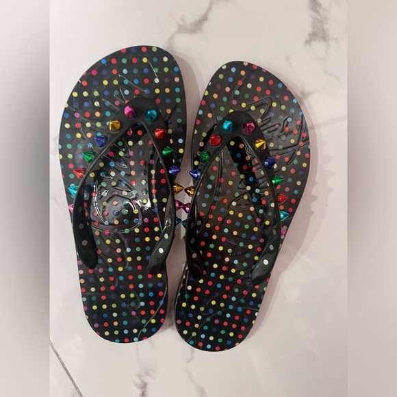 Christian Louboutin Rubber Spike Loubi Donna Flip Flop Black/Multicolor.37. Used - Picture 3 of 9